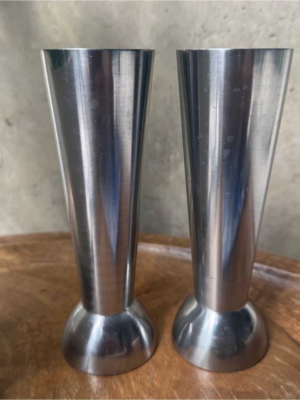 Scandinavian Design 2 Sided Tapered Silver Candlestick Holder Mid Century pair